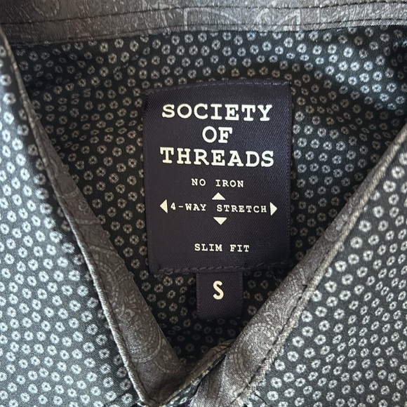Society of Threads No Iron 4 Way Slim Fit in Blue Shirt Size Small NWT - Picture 4 of 8